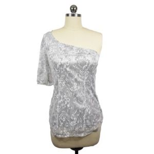 Guess Silver Gray One Shoulder Blouse Size M